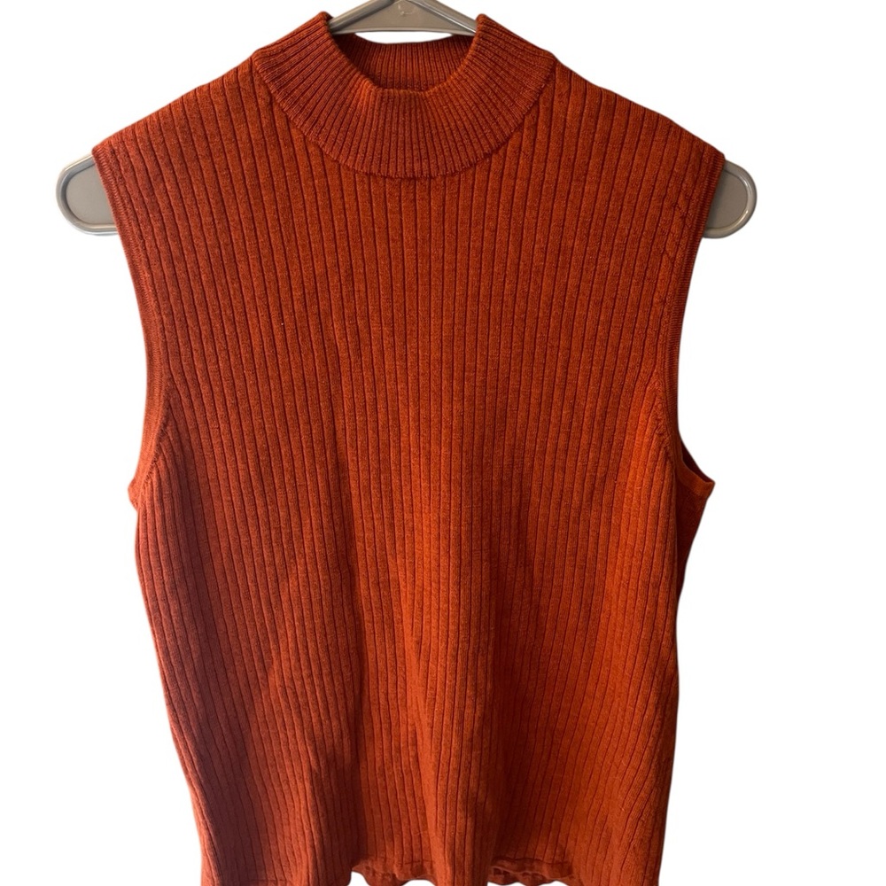 Pursuits, Ltd. Burnt Orange Italian Merino Wool Ribbed Sweater XXL